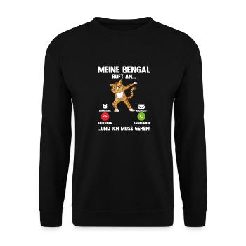Katze Bengalkatze - Unisex Pullover - Schwarz - Vorne - Alina (178cm) & Michal (187cm)