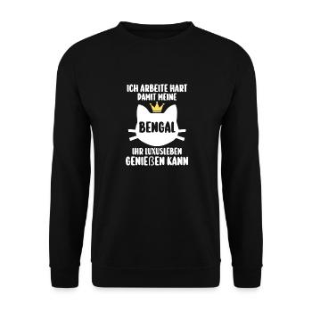 Katze Bengalkatze - Unisex Pullover - Schwarz - Vorne - Alina (178cm) & Michal (187cm)