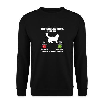 Heilige Birma Katze - Unisex Pullover - Schwarz - Vorne - Alina (178cm) & Michal (187cm)