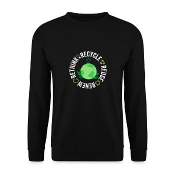 Recycle Reuse Renew Rethink Crisis Umwelt - Unisex Pullover - Schwarz - Vorne - Alina (178cm) & Michal (187cm)