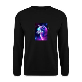 Wolf Galaxy Space Graphic Wolf Lover - Sweat-shirt Unisexe - noir - Devant - Alina (178cm) & Michal (187cm)