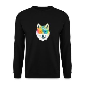 White Wolf Rainbow Sunglass Frame Wolves Graphic - Unisex Sweatshirt - black - Front - Alina (178cm) & Michal (187cm)