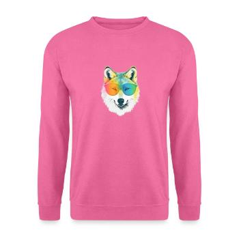 White Wolf Rainbow Sunglass Frame Wolves Graphique - Sweat-shirt Unisexe - rose - Devant