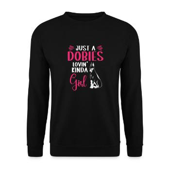 Doberman Pinscher Dog Dobie - Unisex Sweatshirt - black - Front - Alina (178cm) & Michal (187cm)