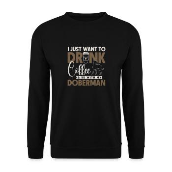 Doberman Pinscher Dog Dobie - Unisex Sweatshirt - black - Front - Alina (178cm) & Michal (187cm)