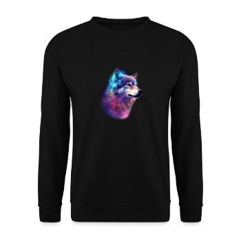Wolf Galaxy Space Graphic Wolf Lover - Sweat-shirt Unisexe - noir - Devant - Alina (178cm) & Michal (187cm)