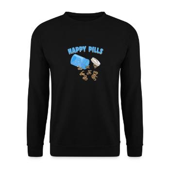 Glückliche Pillen Ball Python Lustige Schlangenliebhaber Humor - Unisex Pullover - Schwarz - Vorne - Alina (178cm) & Michal (187cm)