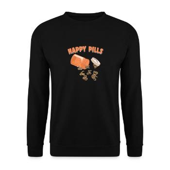 Glückliche Pillen Schlangen Lustiger Ball Python Liebhaber Humor - Unisex Pullover - Schwarz - Vorne - Alina (178cm) & Michal (187cm)