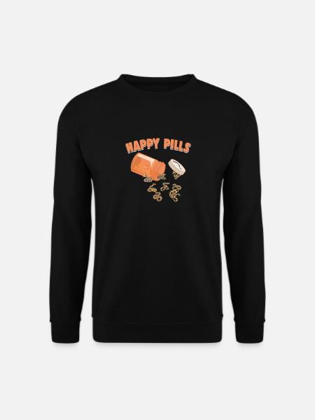 Glückliche Pillen Schlangen Lustiger Ball Python Liebhaber Humor - Unisex Pullover - Schwarz