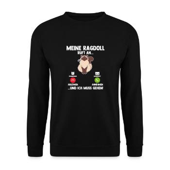 Ragdollkatze Katze - Unisex Pullover - Schwarz - Vorne - Alina (178cm) & Michal (187cm)