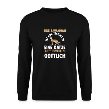 Savannah Katze - Unisex Pullover - Schwarz - Vorne - Alina (178cm) & Michal (187cm)