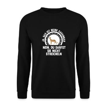 Savannah Katze - Unisex Pullover - Schwarz - Vorne - Alina (178cm) & Michal (187cm)