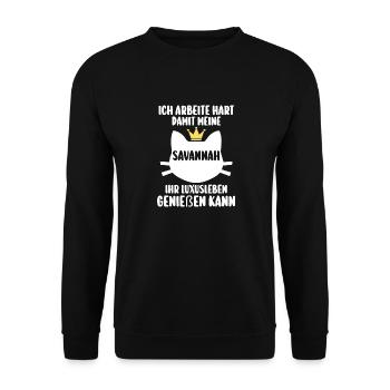 Savannah Katze - Unisex Pullover - Schwarz - Vorne - Alina (178cm) & Michal (187cm)