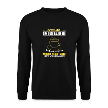 Gute Laune Tee Eskalation Lustiges gute laune - Unisex Pullover - Schwarz - Vorne - Alina (178cm) & Michal (187cm)
