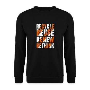 Recycle Reuse Renew Rethink - Unisex Sweatshirt - black - Front - Alina (178cm) & Michal (187cm)