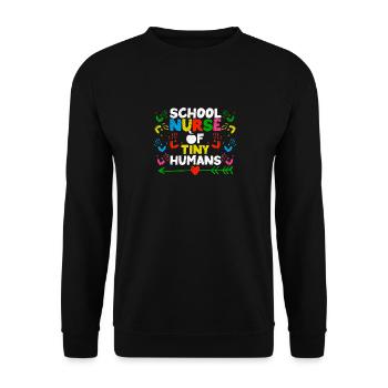 Schulkrankenschwester von Tiny Humans Kindergarten - Unisex Pullover - Schwarz - Vorne - Alina (178cm) & Michal (187cm)