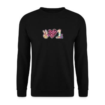 Tie-dye Peace Love et 1ère année Cute Back School - Sweat-shirt Unisexe - noir - Devant - Alina (178cm) & Michal (187cm)