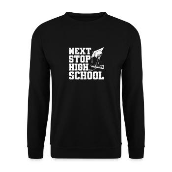 Nearest stop: High School Graduation Graduat - Unisex Sweatshirt - black - Front - Alina (178cm) & Michal (187cm)