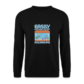Easily Distracted By Aquariums Fish Keeping Aquari - Unisex Pullover - Schwarz - Vorne - Alina (178cm) & Michal (187cm)