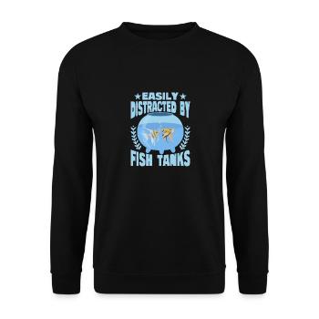 Easily Distracted By Fish Tanks Aquarium Owner Fis - Unisex Pullover - Schwarz - Vorne - Alina (178cm) & Michal (187cm)