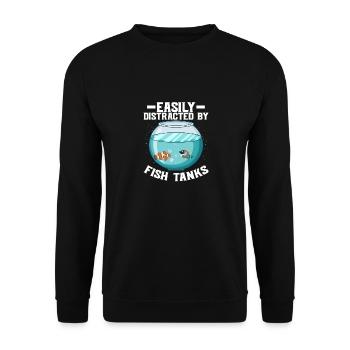 Easily Distracted By Fish Tanks Fish Keeping Aquar - Unisex Sweatshirt - black - Front - Alina (178cm) & Michal (187cm)