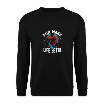 Fish Make Life Betta Aquarium Owner Fish Keeping - Unisex Sweatshirt - black - Front - Alina (178cm) & Michal (187cm)
