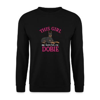 Doberman Pinscher Dog Dobie - Unisex Sweatshirt - black - Front - Alina (178cm) & Michal (187cm)