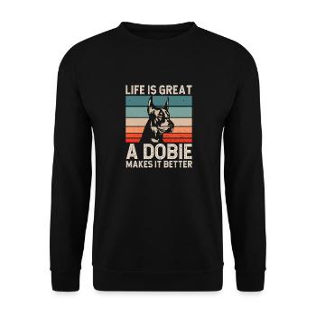 Doberman Pinscher Dog Dobie - Unisex Sweatshirt - black - Front - Alina (178cm) & Michal (187cm)