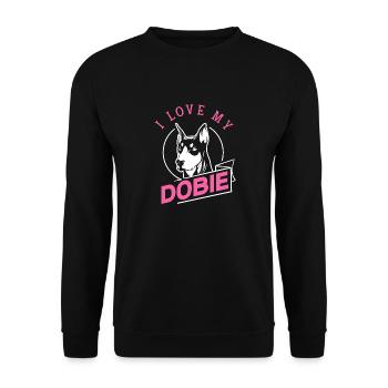 Doberman Pinscher Dog Dobie - Unisex Sweatshirt - black - Front - Alina (178cm) & Michal (187cm)