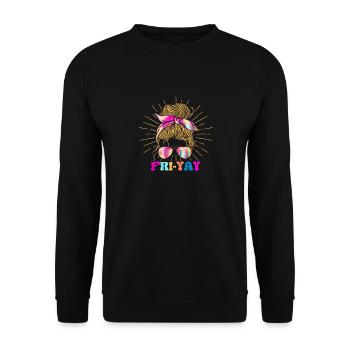 Fri Yay Funny Friday Lovers Fri-Yay Teacher - Unisex Pullover - Schwarz - Vorne - Alina (178cm) & Michal (187cm)