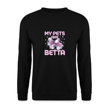 My Pets Are Betta Fish Keeping Aquarium Owner - Unisex Pullover - Schwarz - Vorne - Alina (178cm) & Michal (187cm)
