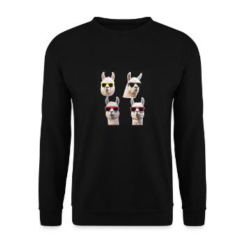 Alpaca Funny Sunglasses Colorful - Unisex Sweatshirt - black - Front - Alina (178cm) & Michal (187cm)