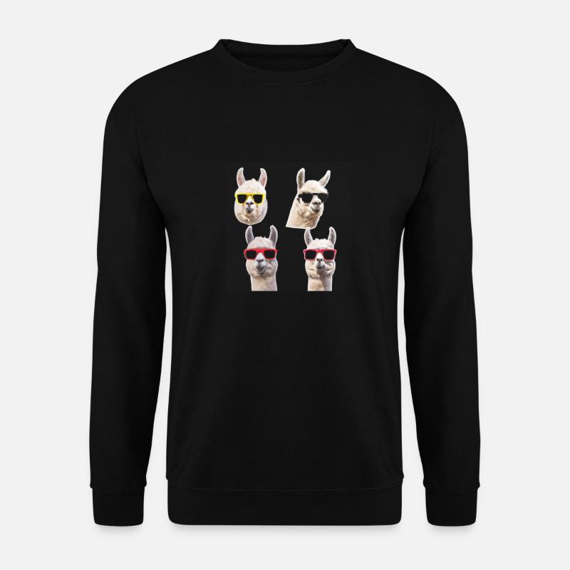Alpaca Funny Sunglasses Colorful - Unisex Sweatshirt - black