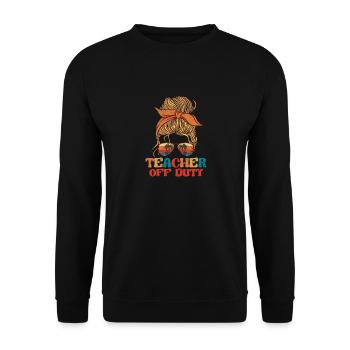 Teacher Off Duty Funny Sunglasses Beach Sunbathing - Unisex Sweatshirt - black - Front - Alina (178cm) & Michal (187cm)