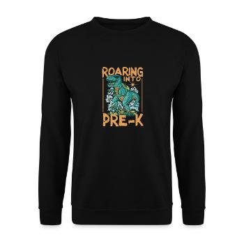 Roaring Into Pre-K Dinosaurier zurück zu Schule - Unisex Pullover - Schwarz - Vorne - Alina (178cm) & Michal (187cm)