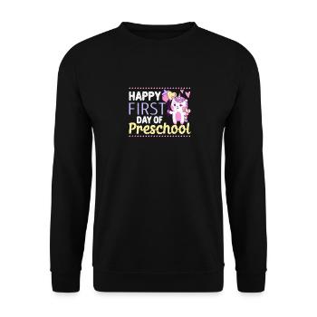 Joyeux 1er jour de Preschool Unicorn Lover - Sweat-shirt Unisexe - noir - Devant - Alina (178cm) & Michal (187cm)