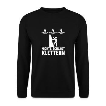 Bergsteigen Bouldern Klettern Kletterer - Unisex Pullover - Schwarz - Vorne - Alina (178cm) & Michal (187cm)