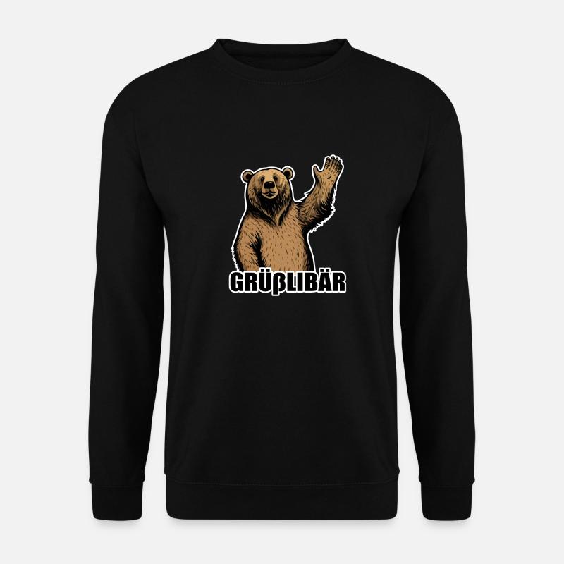 Grüßlibär weiß - Unisex Pullover - Schwarz