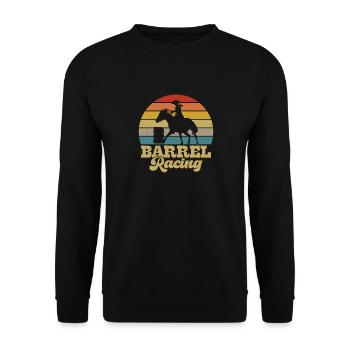 Retro Barrel Racing Vintage Western Barrel Sunset - Unisex Pullover - Schwarz - Vorne - Alina (178cm) & Michal (187cm)