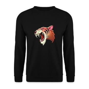Säbelzahntiger Kopf Comic - Unisex Pullover - Schwarz - Vorne - Alina (178cm) & Michal (187cm)
