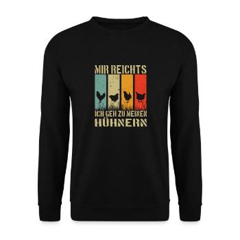 Mir Reichts Ich Geh zu Meinen Hühnern - Sweat-shirt Unisexe - noir - Devant - Alina (178cm) & Michal (187cm)
