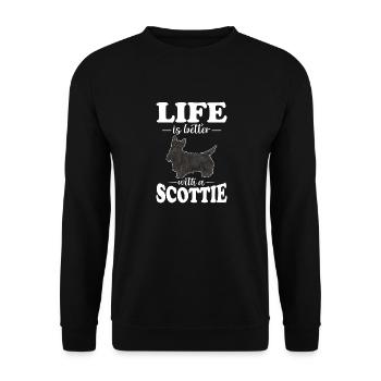 Scottish Terrier Scottie Hund - Unisex Pullover - Schwarz - Vorne - Alina (178cm) & Michal (187cm)