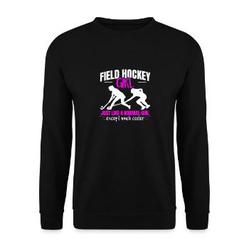 Field Hockey Girl Just Like A Normal Girl Player S - Unisex Pullover - Schwarz - Vorne - Alina (178cm) & Michal (187cm)