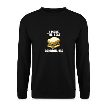 Lustiges Sandwich-Zitat Food-Liebhaber-Käse-Sandwiches - Unisex Pullover - Schwarz - Vorne - Alina (178cm) & Michal (187cm)