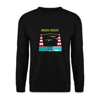 Nordsee Moin Leuchtturm - Unisex Pullover - Schwarz - Vorne - Alina (178cm) & Michal (187cm)
