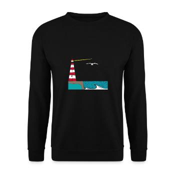 Phare de mouettes de l’île de la mer du Nord - Sweat-shirt Unisexe - noir - Devant - Alina (178cm) & Michal (187cm)