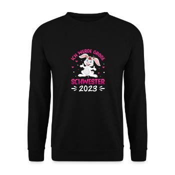 Ich werde große Schwester 2023 - Unisex Pullover - Schwarz - Vorne - Alina (178cm) & Michal (187cm)