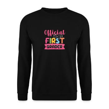 Official First Grader 1. Back to School - Unisex Sweatshirt - black - Front - Alina (178cm) & Michal (187cm)
