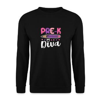 Pré-K Diva Drôle Enseignant Préscolaire Élève De Retour - Sweat-shirt Unisexe - noir - Devant - Alina (178cm) & Michal (187cm)