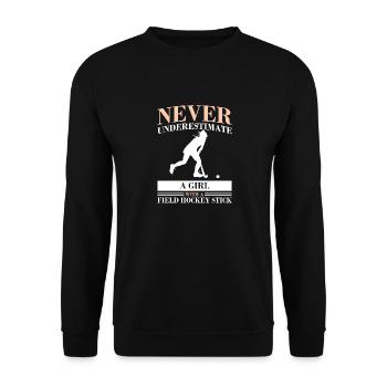Girl With A Field Hockey Stick Defender Scoring Pl - Unisex Sweatshirt - black - Front - Alina (178cm) & Michal (187cm)